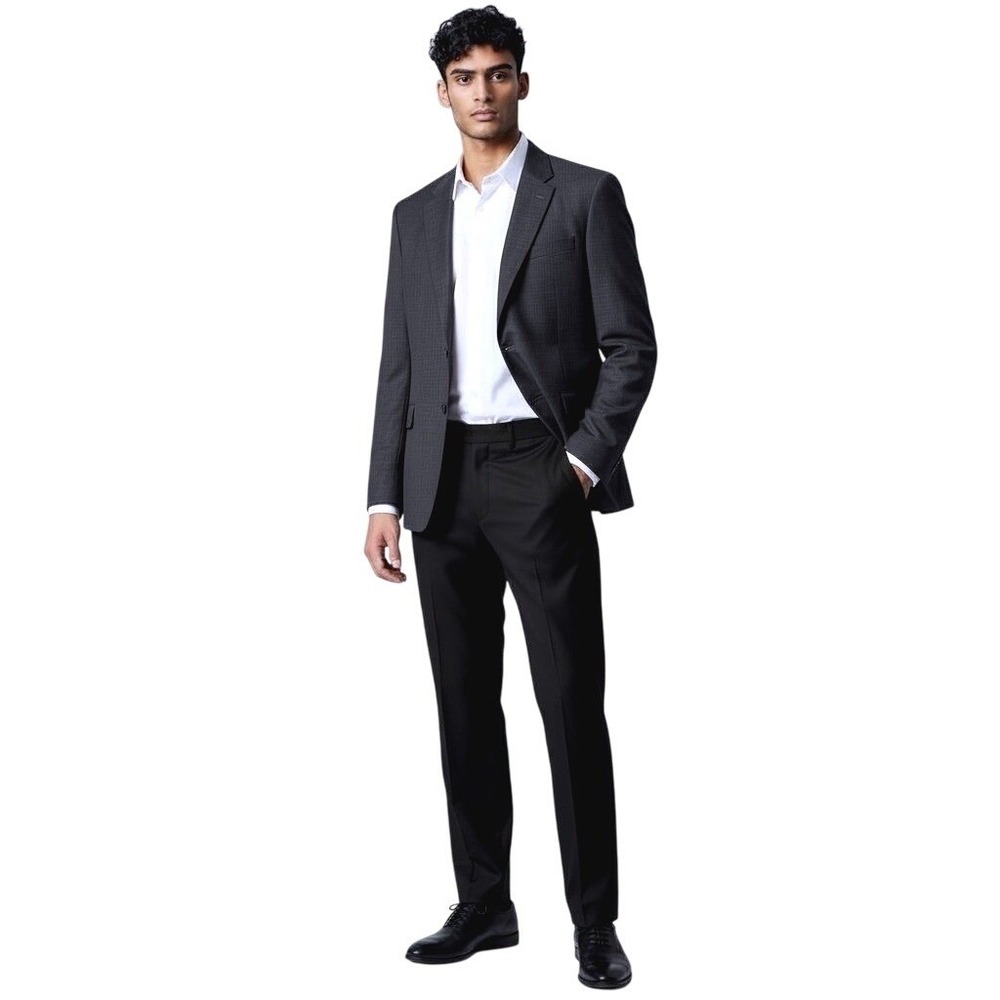 Jos A Bank Blue/Gray Black Hue Puppytooth 100% Wool Blazer Sport Coat Jacket 48R